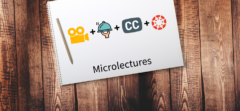 Notepad showing a pencil, several icons and the text "Microlectures".